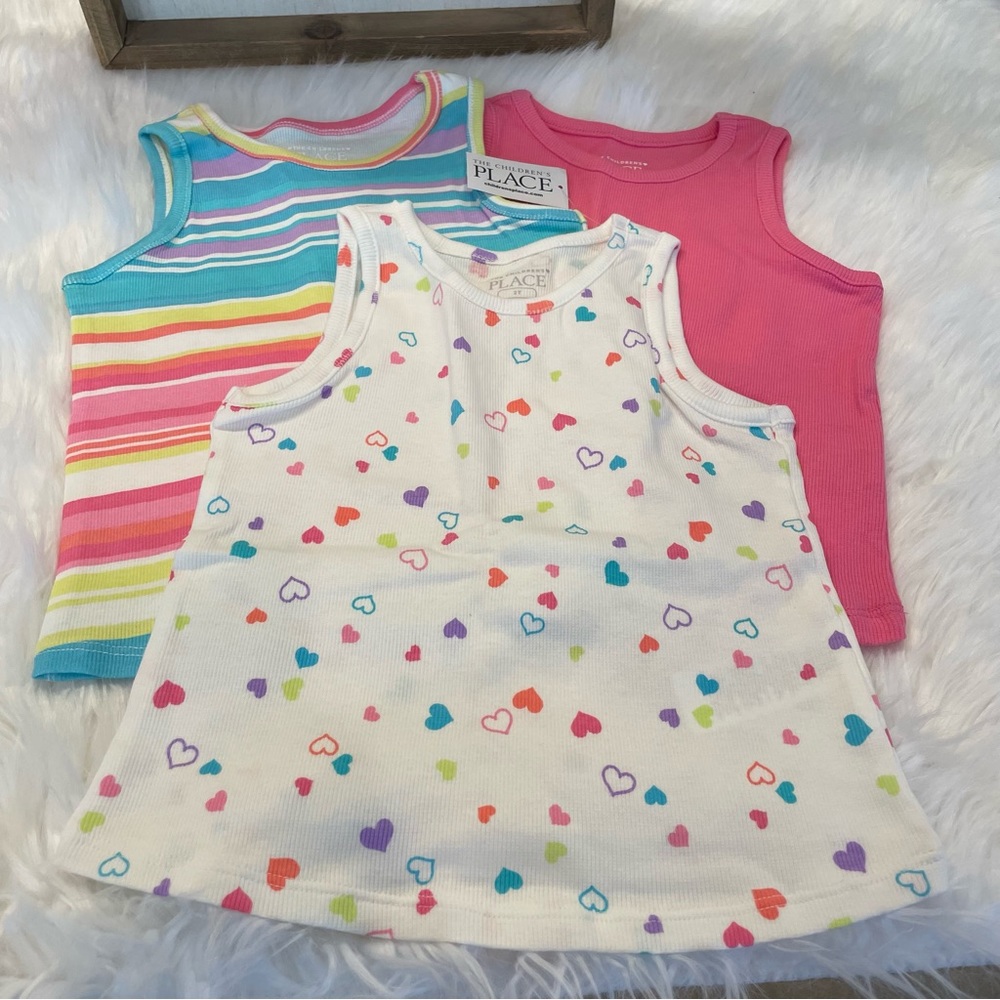 💛🩷The Children's Place Girls Tank Tops Set of 3 Size 18-24M NWT